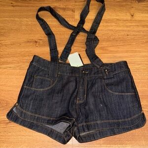 Guess Womens Shortalls Shorts Blue  Button M